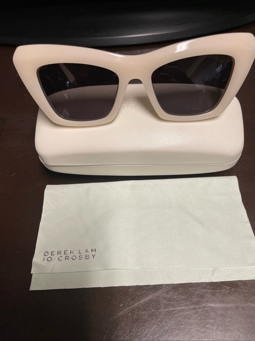 10 Crosby Derek Lam Cream Cat-Eye Sunglasses with Dark Lenses